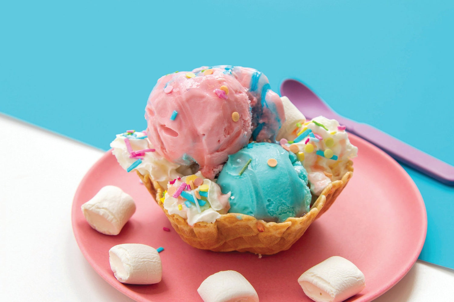 Unicorn Sundae with Bubblegum Ice Cream and Unicorn Ice Cream